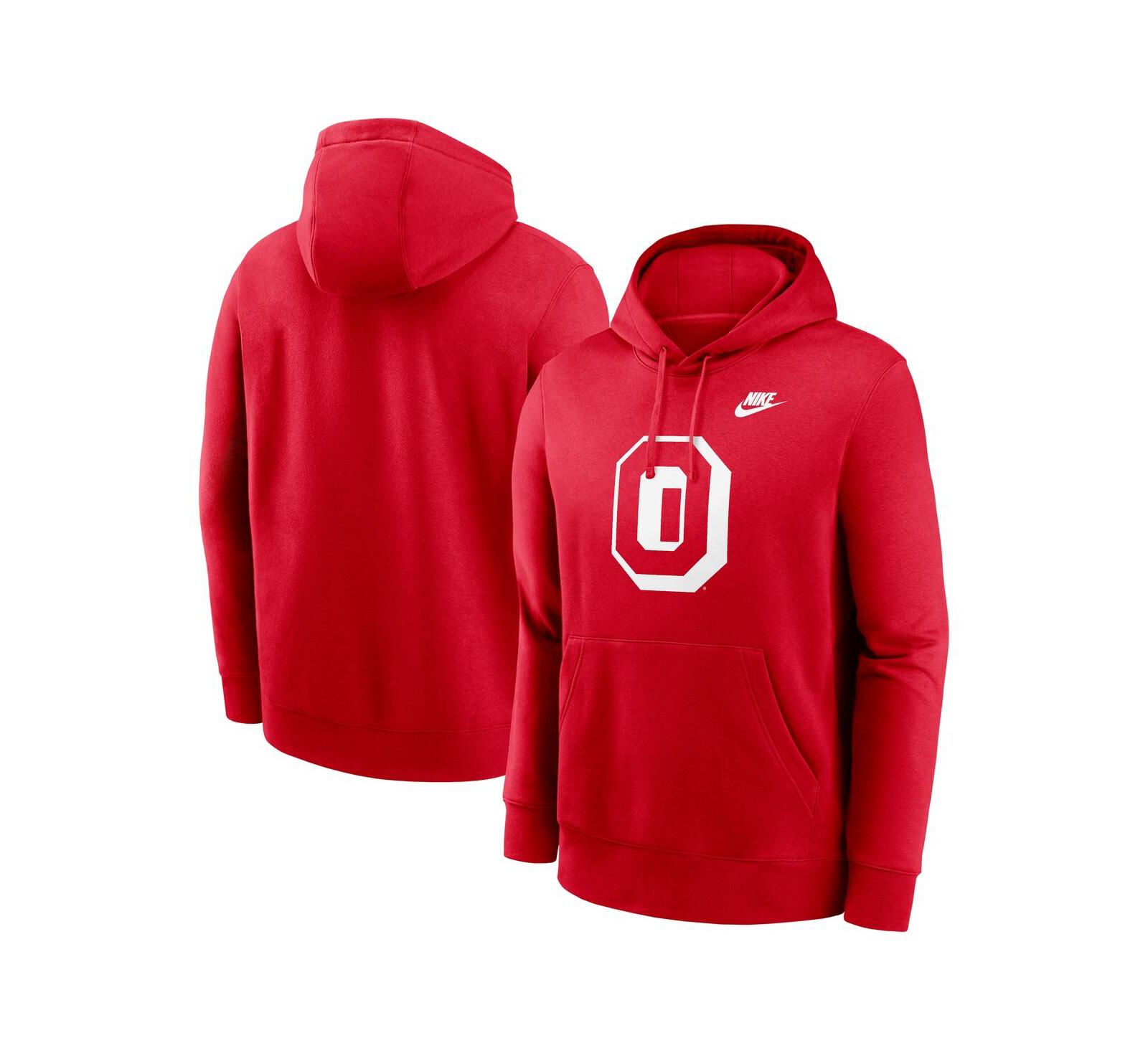 Мужская толстовка Nike Ohio State Buckeyes Legacy Logo Club Fleece Pullover Hoodie Scarlet