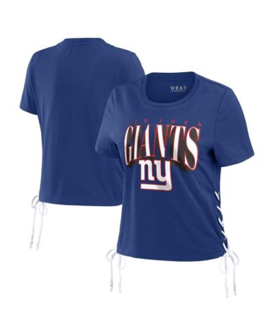 WEAR by Erin Andrews Женская укороченная футболка с завязками по бокам, Royal New York Giants