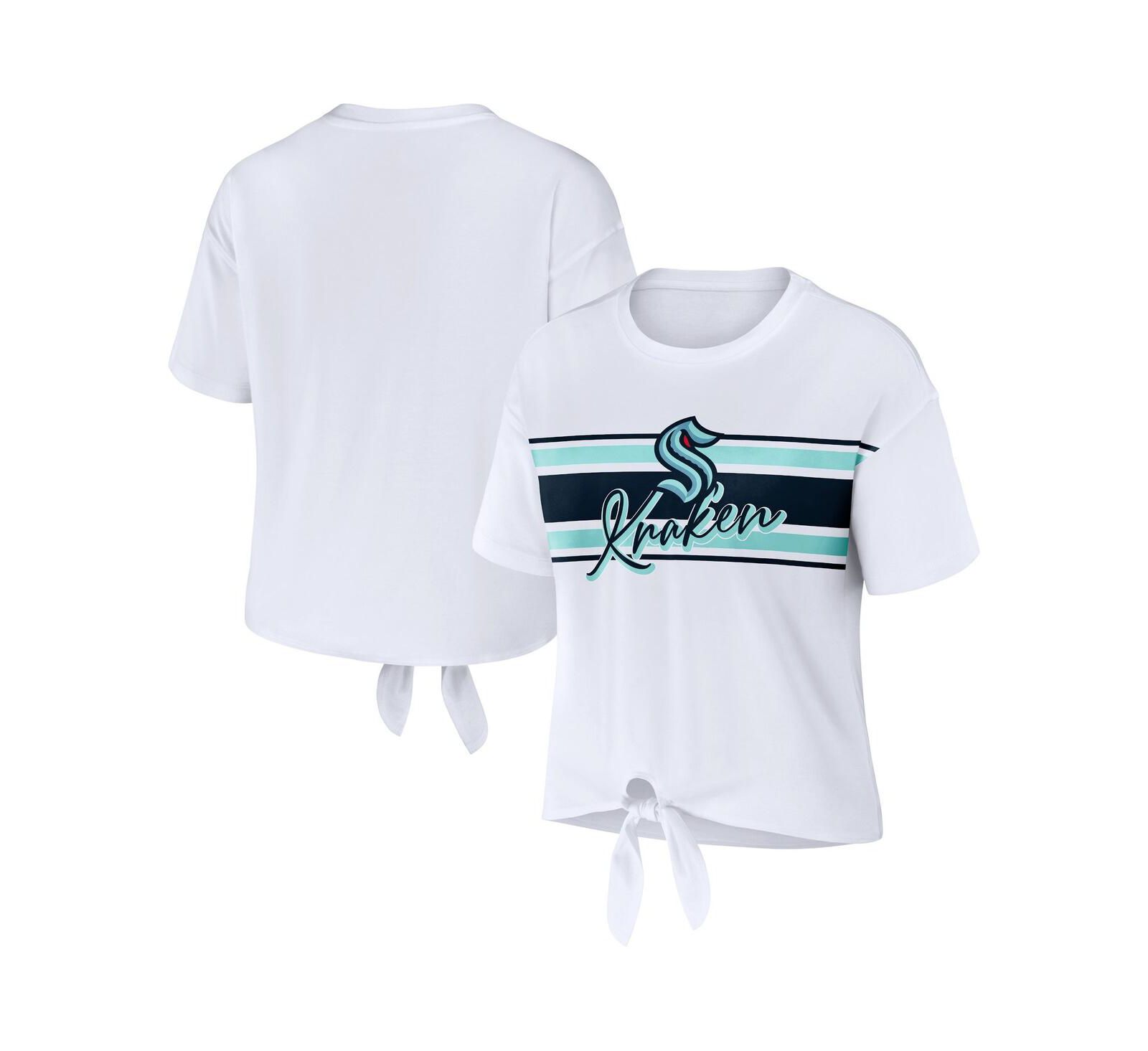 WEAR by Erin Andrews Women's White Seattle Kraken Front Knot T-Shirt