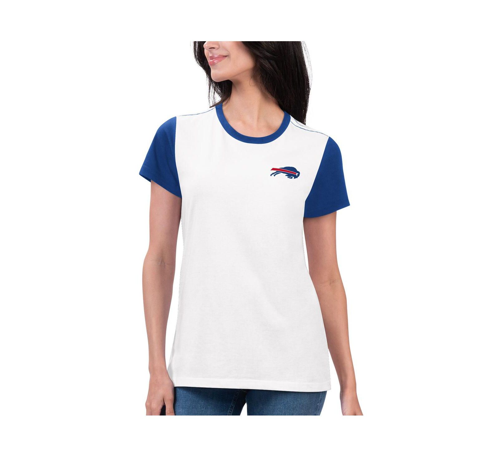 G-III 4Her by Carl Banks Women's White/Royal Buffalo Bills Fashion Illustration T-Shirt