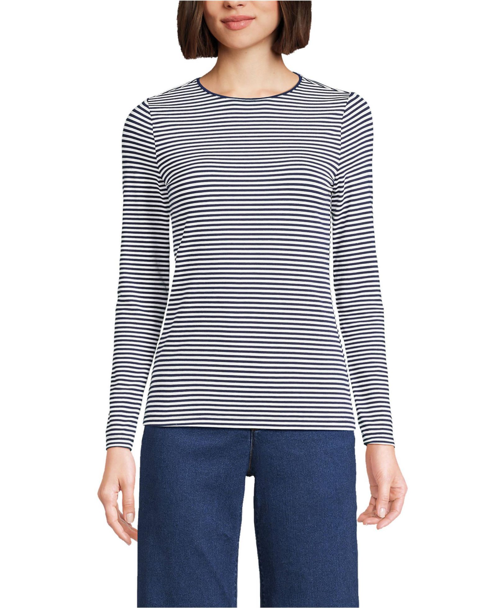 Женская футболка Lands' End Lightweight Jersey Skimming Long Sleeve Crew Neck