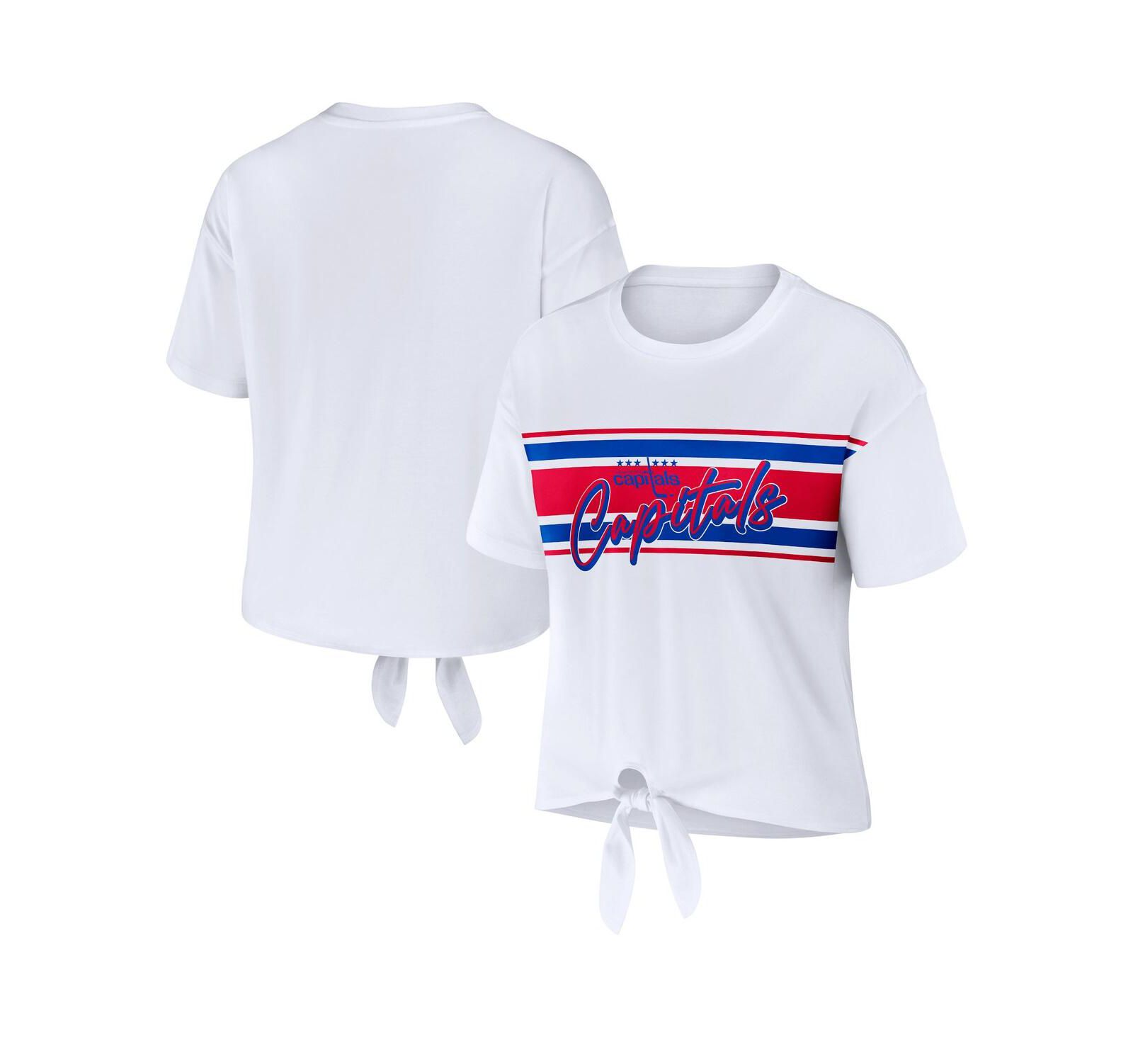 WEAR by Erin Andrews Women's White Washington Capitals Front Knot T-Shirt