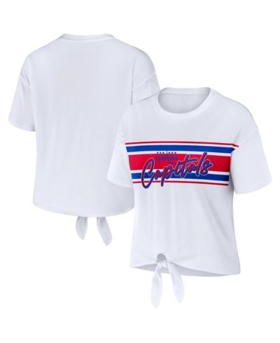 WEAR by Erin Andrews Women's White Washington Capitals Front Knot T-Shirt