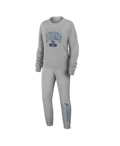 WEAR by Erin Andrews Women's Heather Gray Tennessee Titans Knit Long Sleeve Tri-Blend T-Shirt & Pants Sleep Set