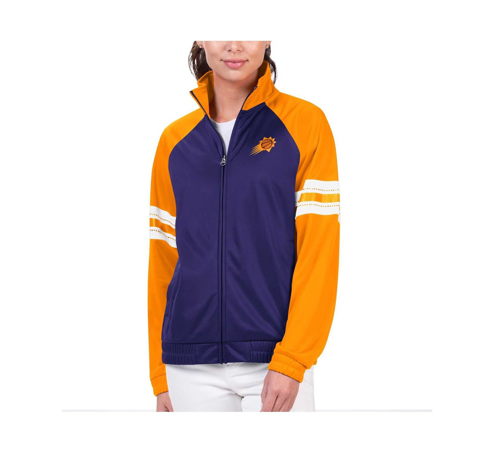 G-III 4Her by Carl Banks Women's Purple Phoenix Suns Main Player Raglan Rhinestone Full-Zip Track Jacket