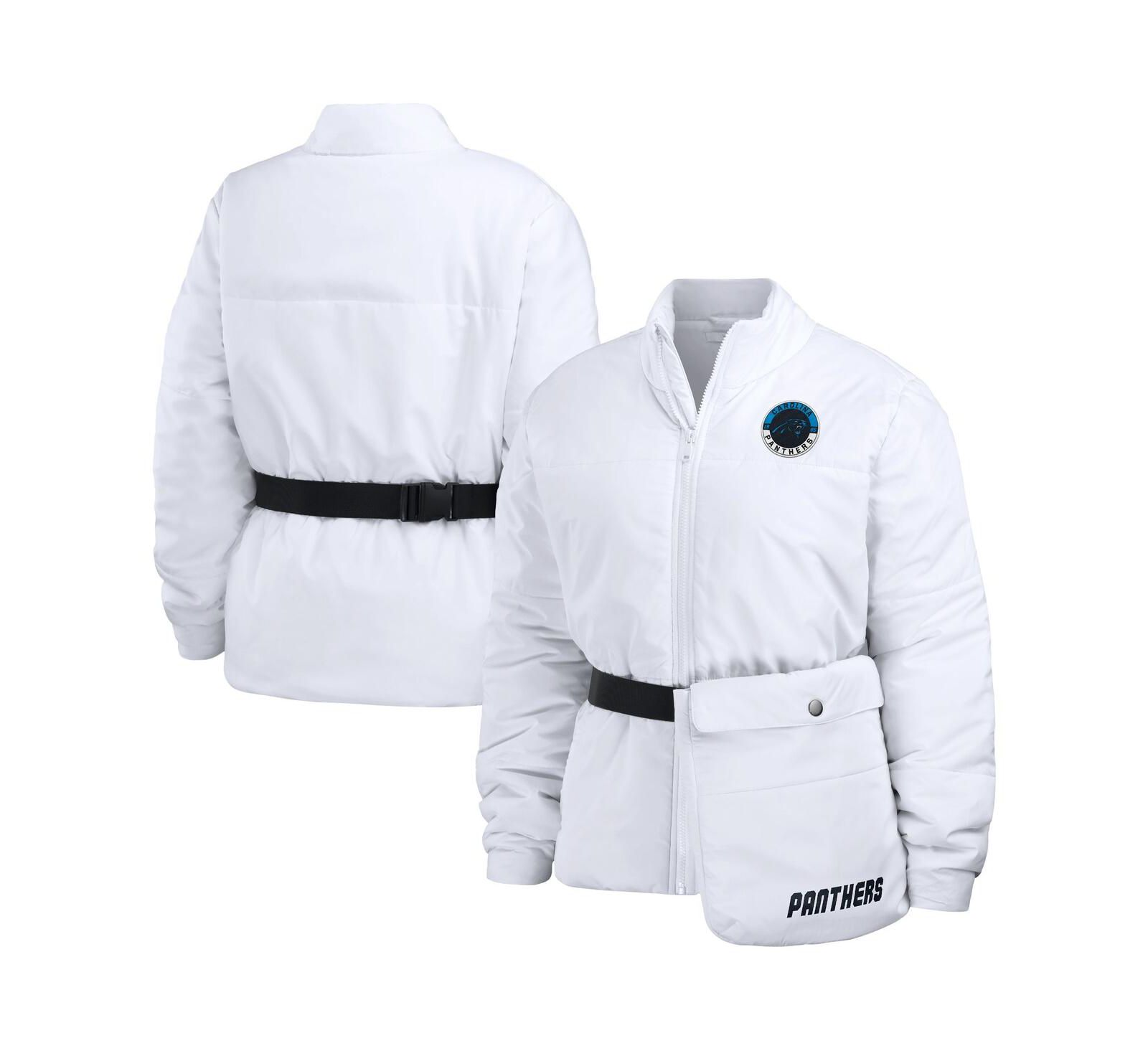 WEAR by Erin Andrews Женская белая пуховая куртка Carolina Panthers Packaway Full-Zip