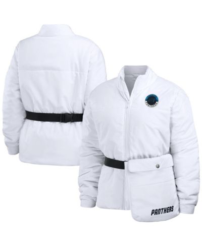 WEAR by Erin Andrews Женская белая пуховая куртка Carolina Panthers Packaway Full-Zip