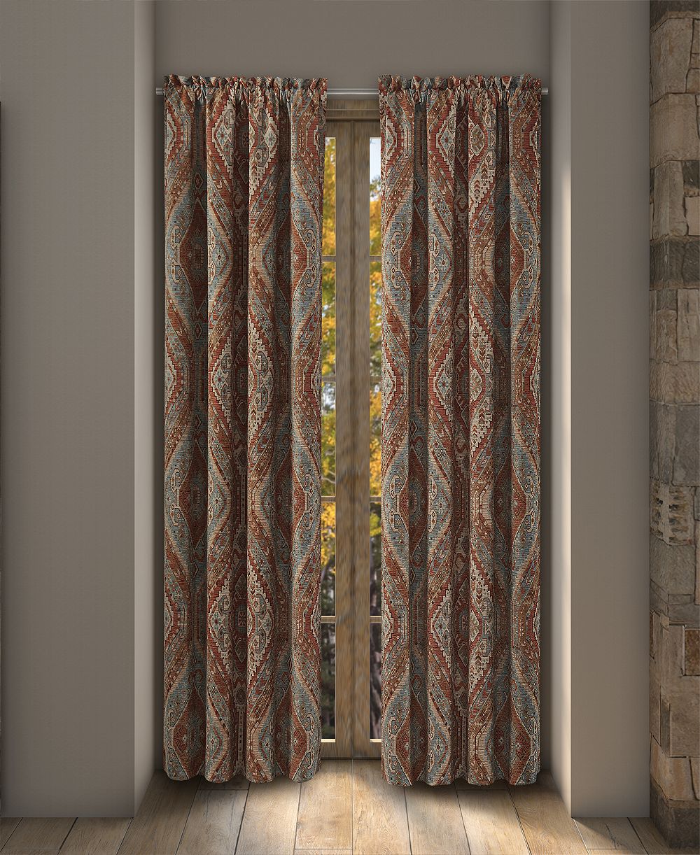 J Queen New York Jackson Lodge Window Panel Pair, 50" x 95"