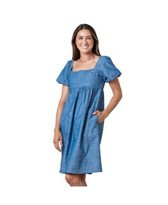 Hope & Henry Women's Hope and Henry Organic Ruched Bodice Chambray Dress