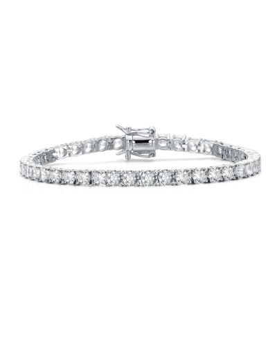 Rachel Glauber Elegant 4MM CZ Magnetic Lock Brilliant Tennis Bracelet