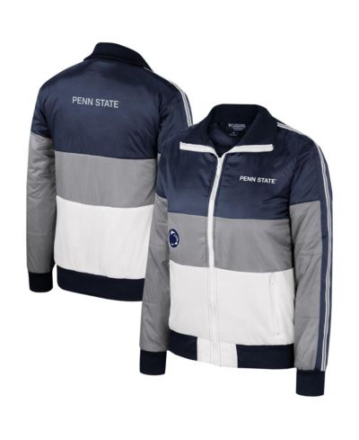 Женская куртка The Wild Collective Gray Penn State Nittany Lions Color-Block Puffer Full-Zip