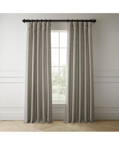 Half Price Drapes Fossil Grey Italian Faux Linen Room Darkening Curtain