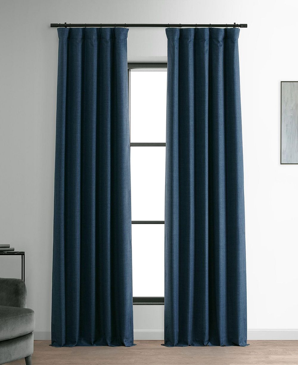 Шторы Half Price Drapes из искусственного льна, черные, с затемнением