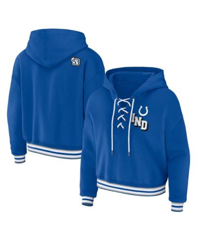 Женский свитшот WEAR by Erin Andrews Indianapolis Colts Plus Size Lace-Up Pullover Hoodie Royal