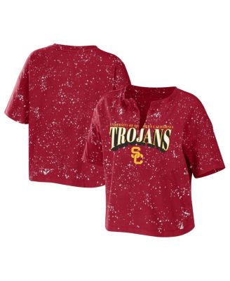 Женская укороченная футболка WEAR by Erin Andrews Cardinal USC Trojans с эффектом выцветания