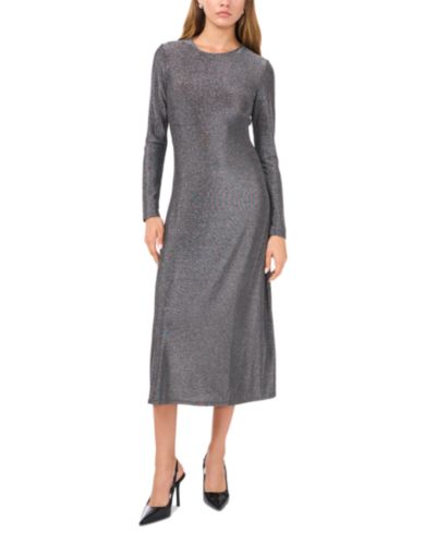 Женское миди-платье 1.STATE Round-Neck Long-Sleeve Metallic