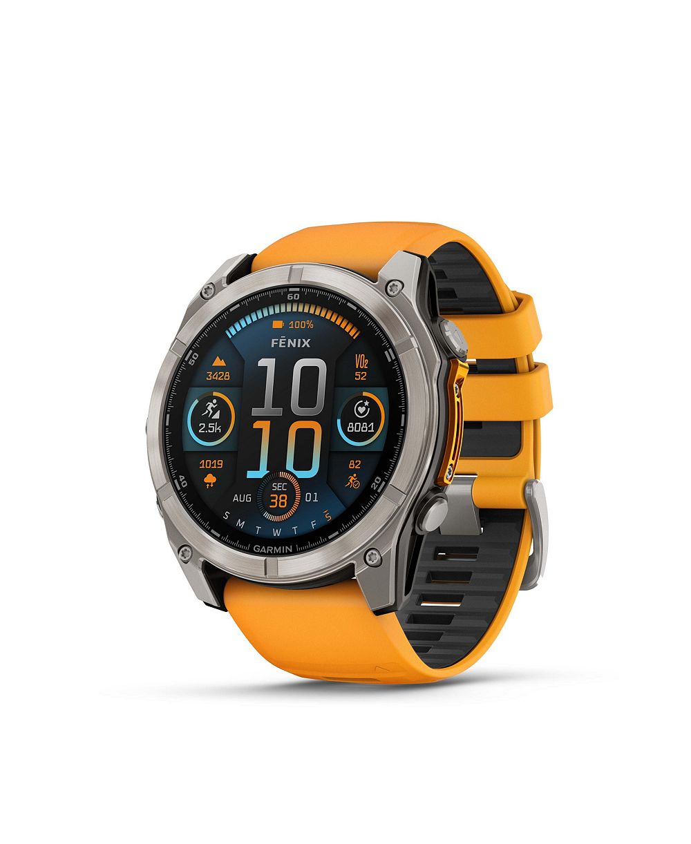 Смарт-часы Garmin fenix 8 51mm, AMOLED, Ultimate Outdoor GPS, сапфировое стекло, титан Bare Graphite, ремешок Spark Orange/Graphite