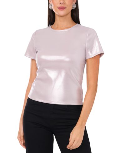 Женская футболка 1.STATE Short Sleeve Crew Neck Metallic