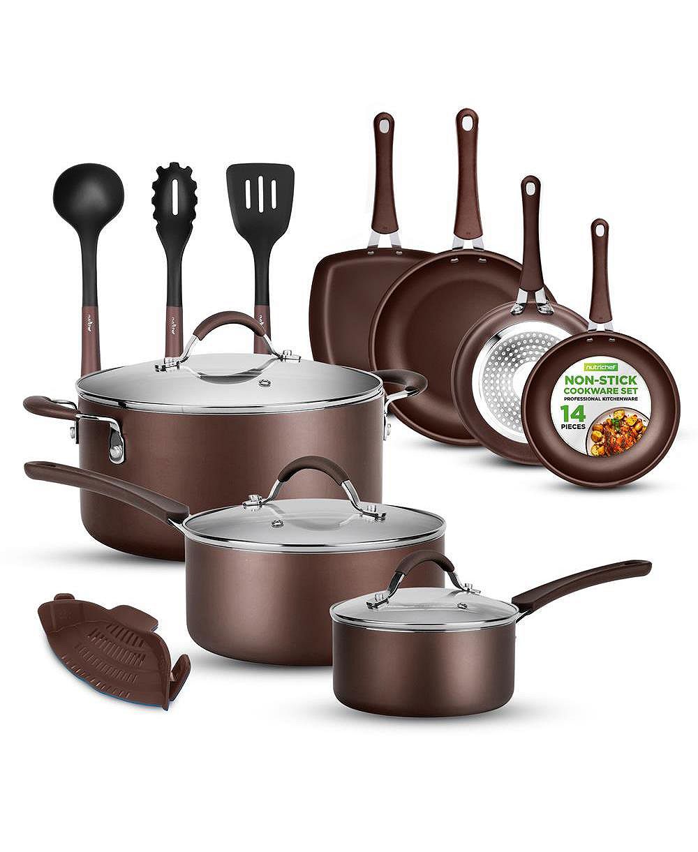 Набор кастрюль и сковородок NutriChef Kitchenware Non-Stick 14-Piece Set