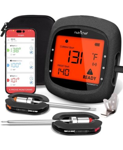 Цифровой беспроводной термометр NutriChef Bluetooth с 2 зондами и чехлом с LCD дисплеем