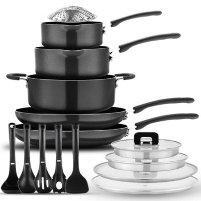 NutriChef Набор кухонной посуды Nonstick 17pc, Stainless Steel, Induction Ready, Black