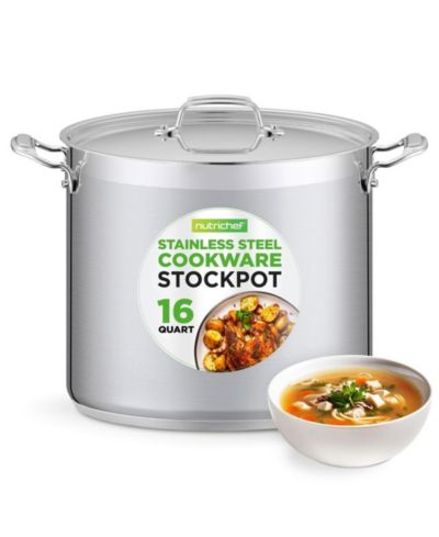 Кастрюля NutriChef из нержавеющей стали, 16 Quart, для индукции с крышкой