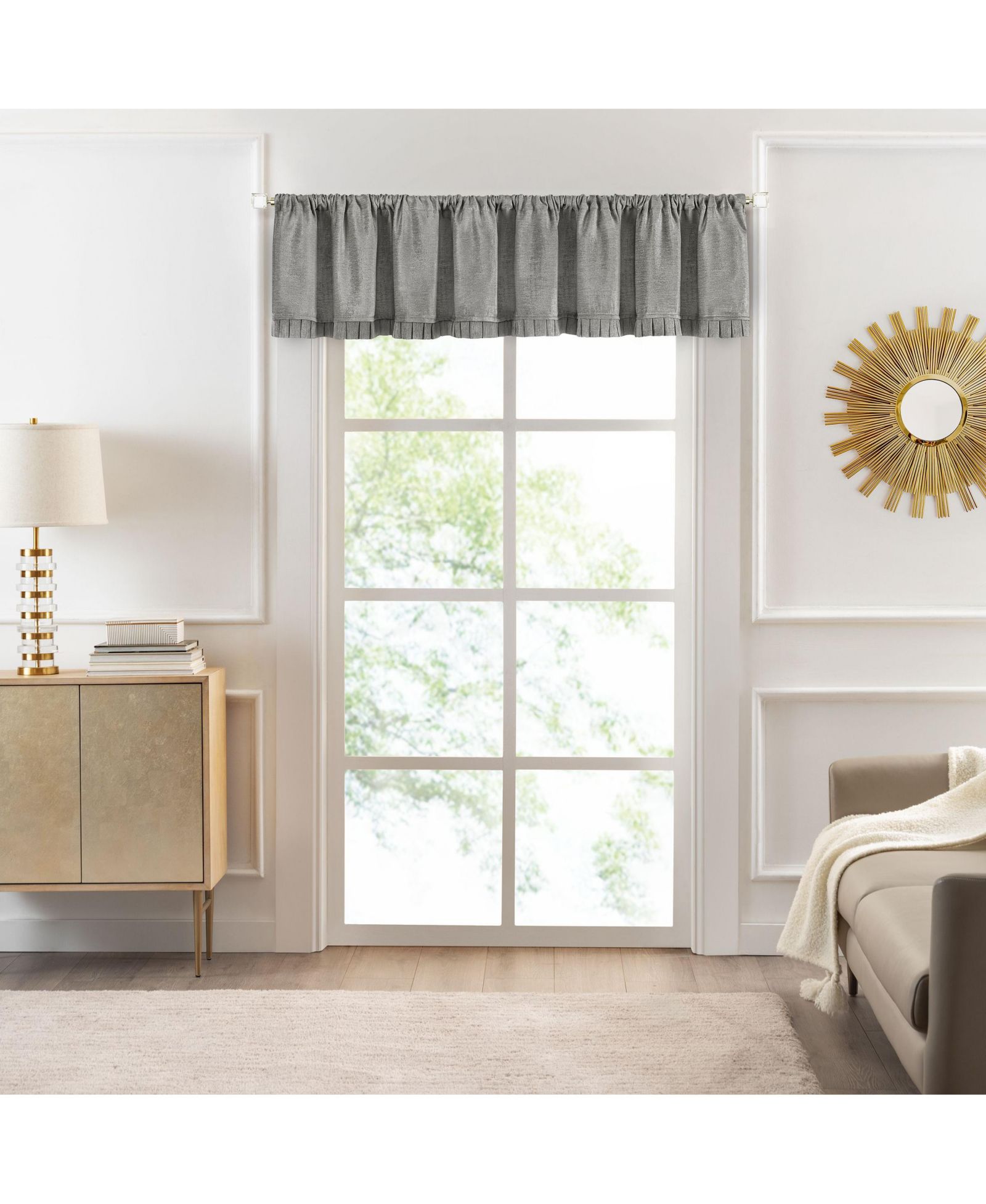 Kate Aurora Lux Living Rod Pocket Pleated Chenille Window Valance