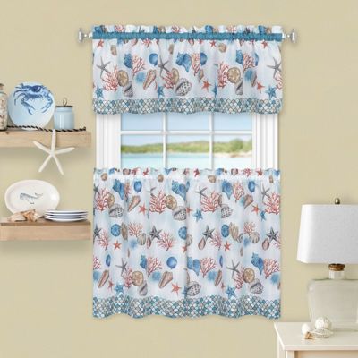 Комплект кухонных штор Kate Aurora Coastal Living Nantucket Seashells, 58 x 36 дюймов