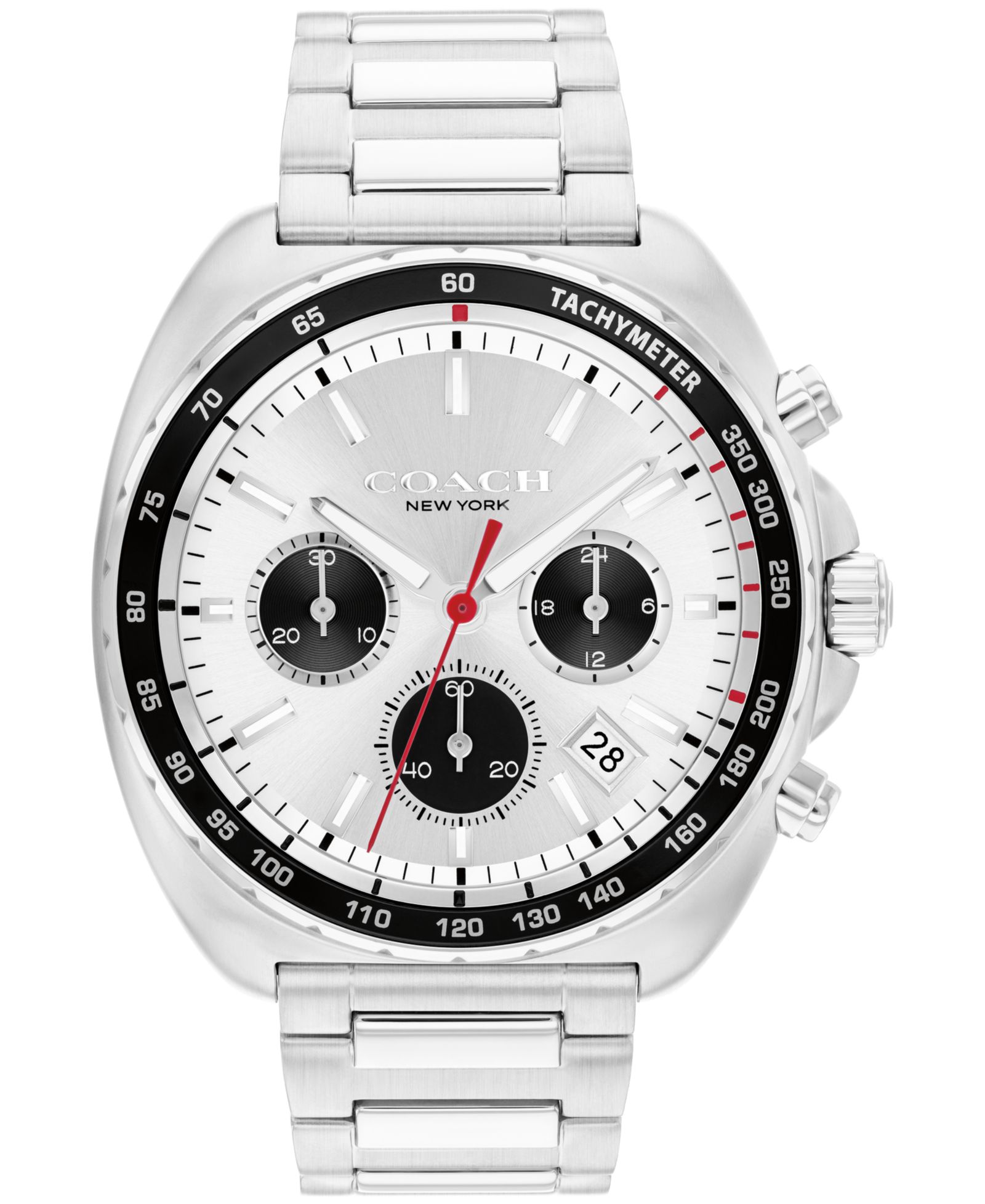 COACH Men's Charter Silver Stainless Steel Bracelet Watch 44.5mm