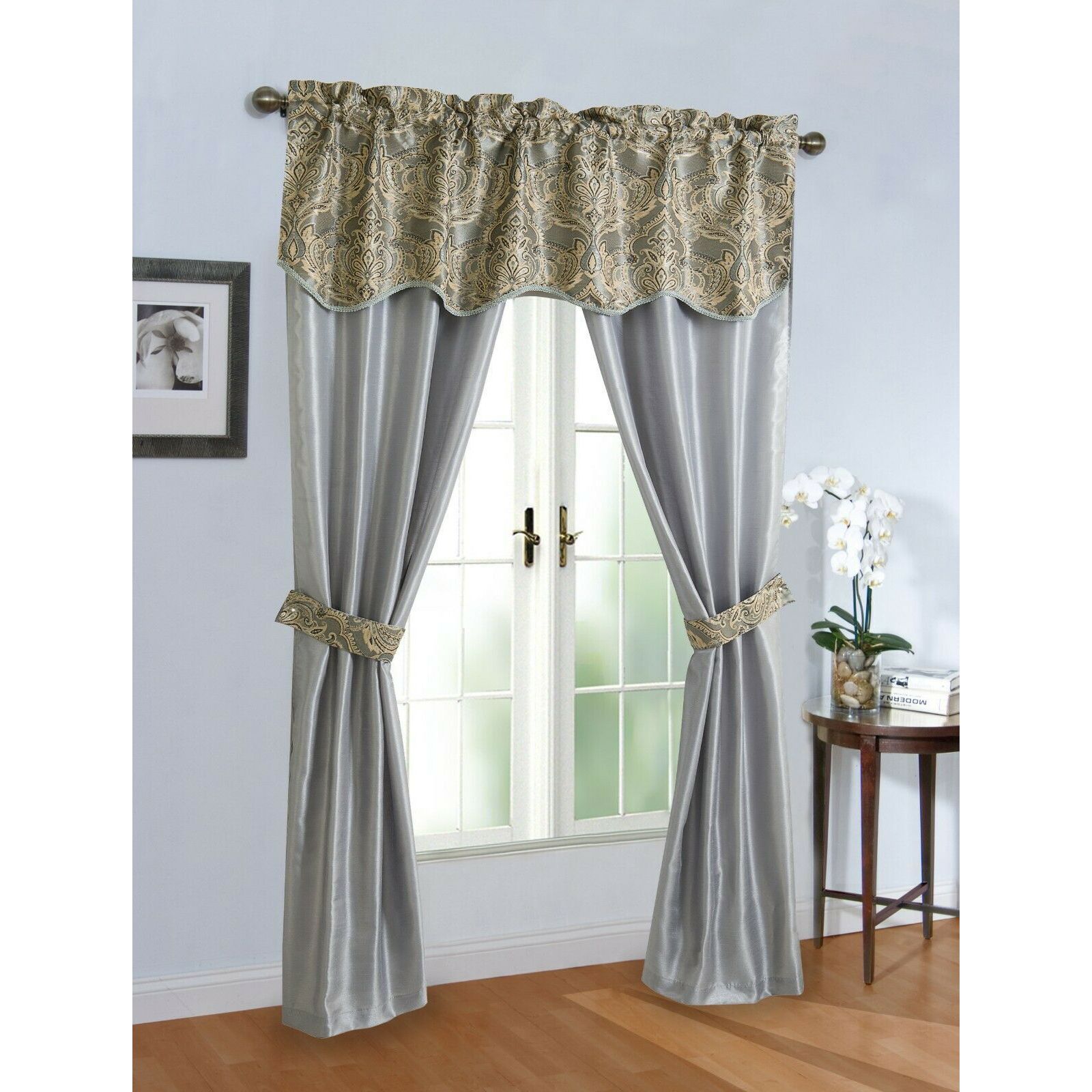 Комплект штор Kate Aurora 5 Piece Sheer Curtain and Valance Set - 52 in. W x 84 in. L, Sage Green