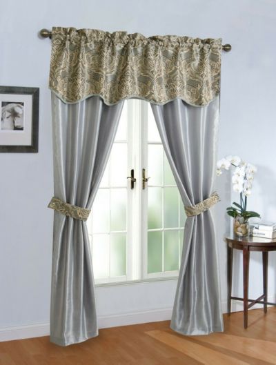 Комплект штор Kate Aurora 5 Piece Sheer Curtain and Valance Set - 52 in. W x 84 in. L, Sage Green
