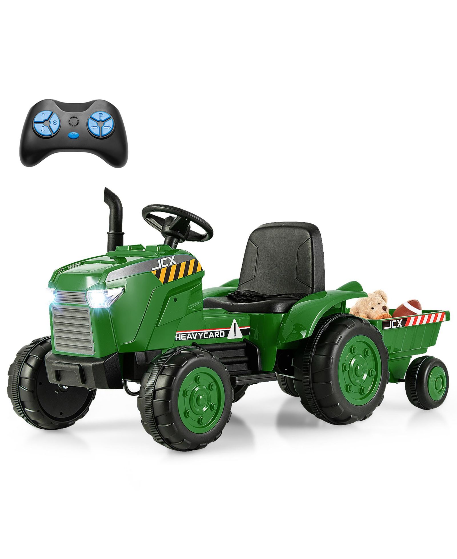 Gymax игрушечный электромобиль 2-in-1 12V Kids Ride On Tractor с прицепом, пульт управления, подсветка, Pink