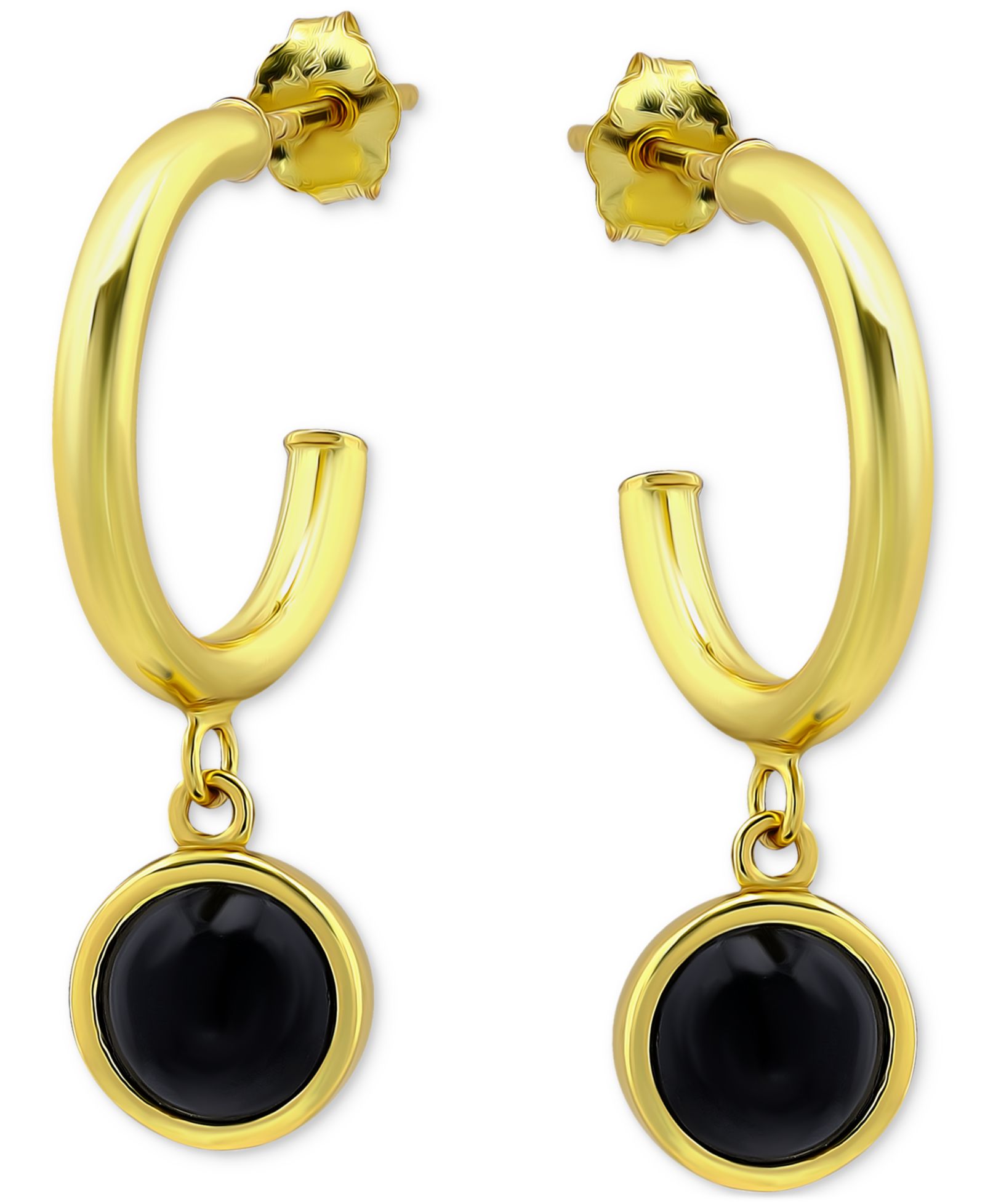 Giani Bernini Серьги-кольца Onyx Bezel, 18k Gold-Plated Sterling Silver