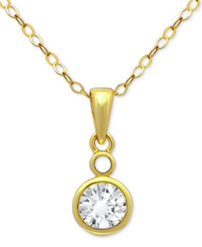 Giani Bernini кулон-подвеска Cubic Zirconia Bezel Solitaire из стерлингового серебра с напылением 18k Gold, 16" + 2" extender