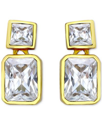 Серьги Giani Bernini Cubic Zirconia Octagon & Square Drop, 18k Gold-Plated Sterling Silver
