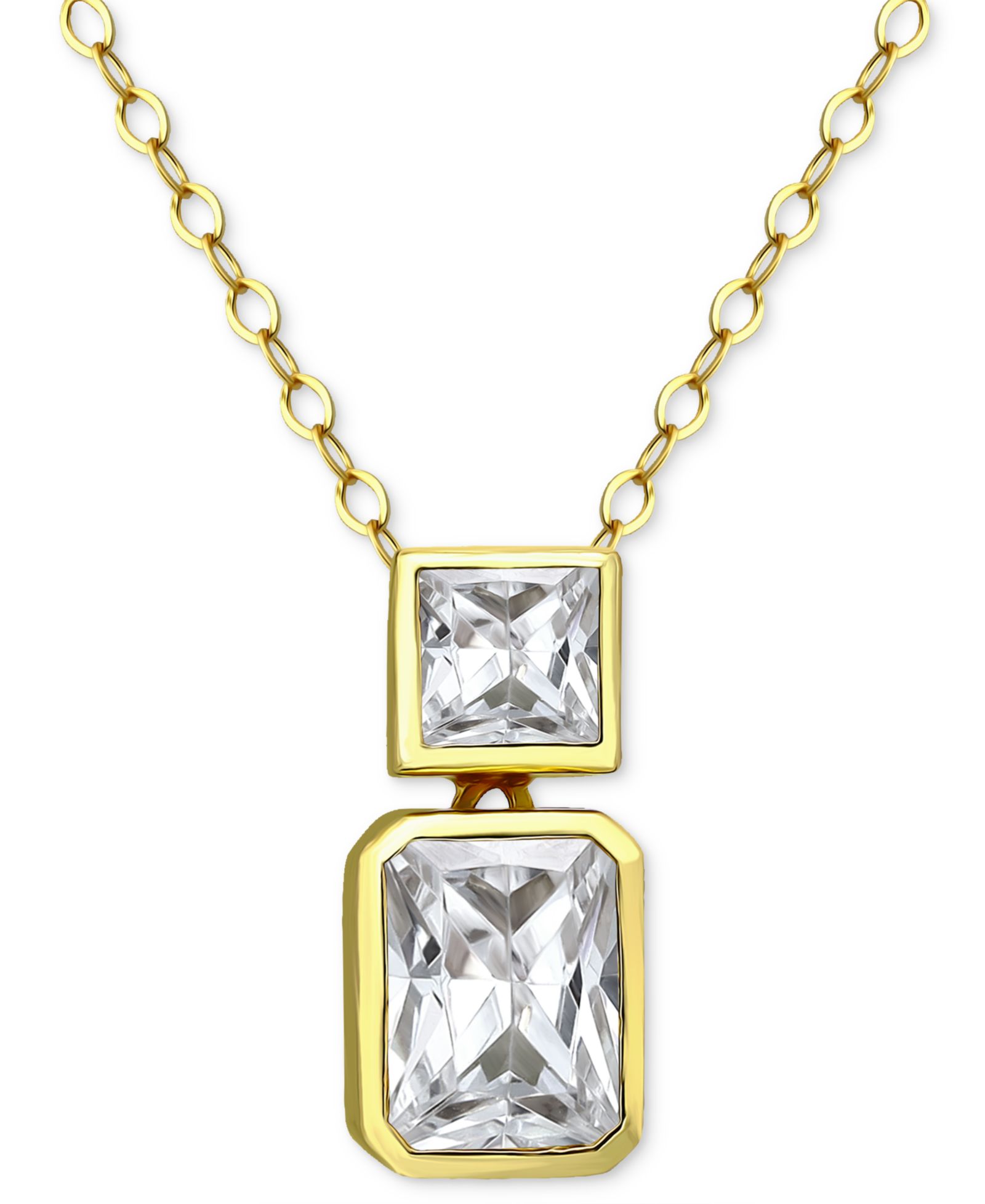 Giani Bernini Cubic Zirconia Octagon & Square Pendant Necklace in 18k Gold-Plated Sterling Silver, 16" + 2" extender, Created for Macy's