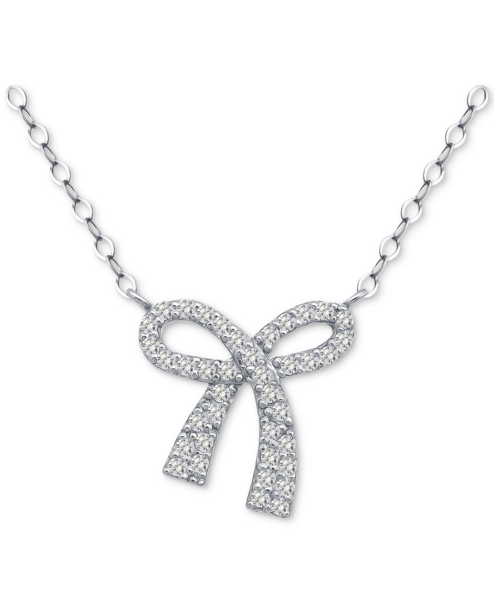 Giani Bernini Cubic Zirconia Bow Pendant Necklace, 18" + 2" extender, Created for Macy's