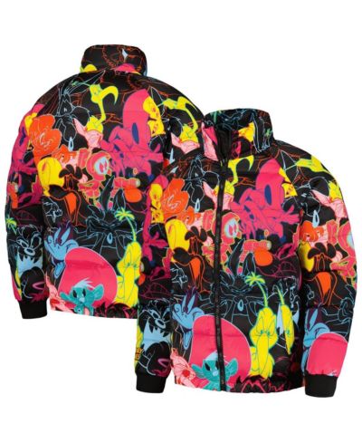Freeze Max Men's Black Looney Tunes Bugs Bunny Raglan Full-Zip Puffer Jacket