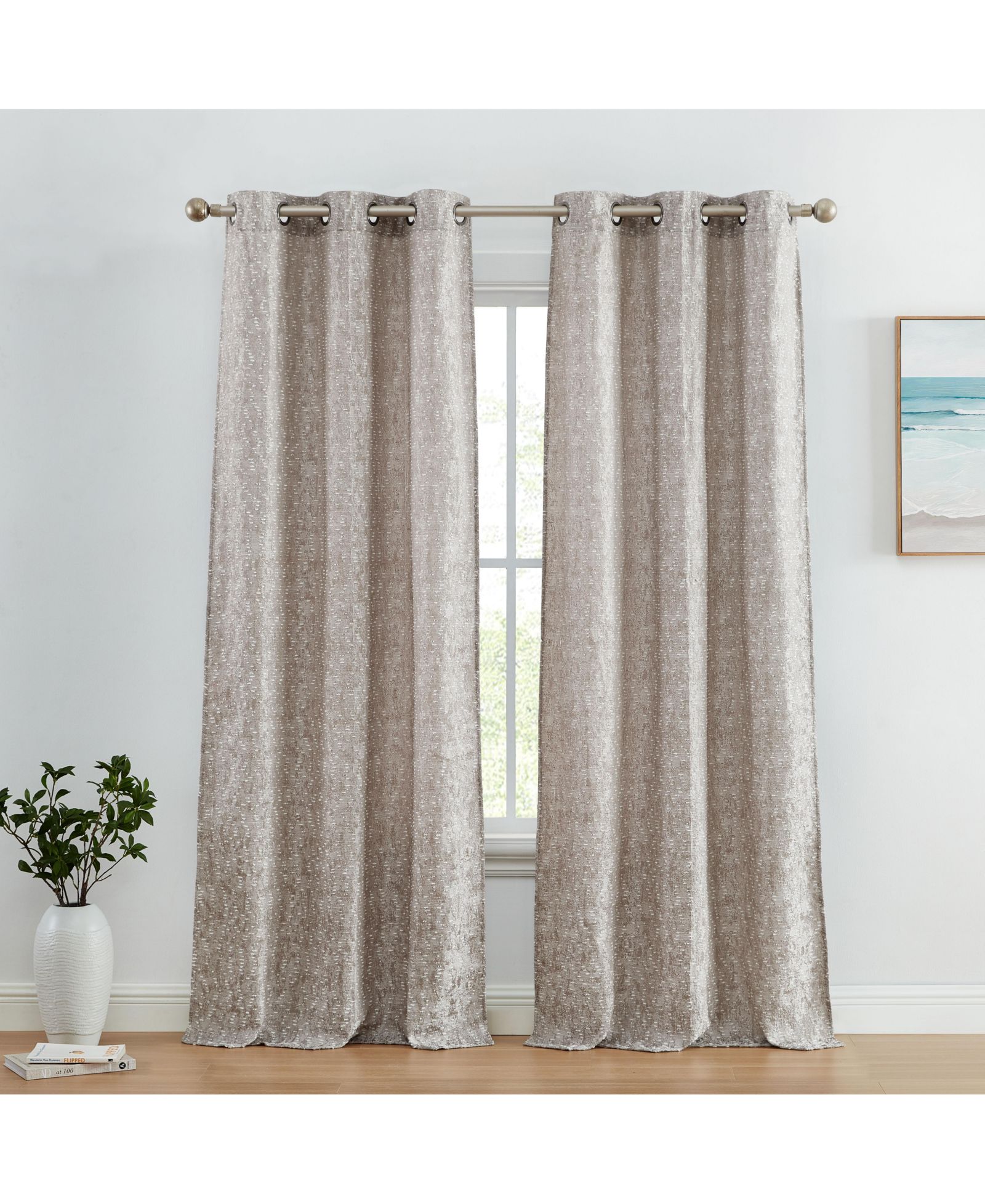 Шторы HLC.me Avalon Jacquard Slub Texture с люверсами, набор из 2 шт., легкие
