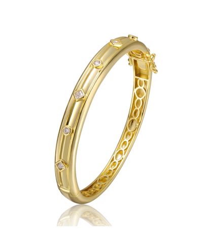 Rachel Glauber Браслет-бэнгл с кубическим цирконием и напылением 14K Gold
