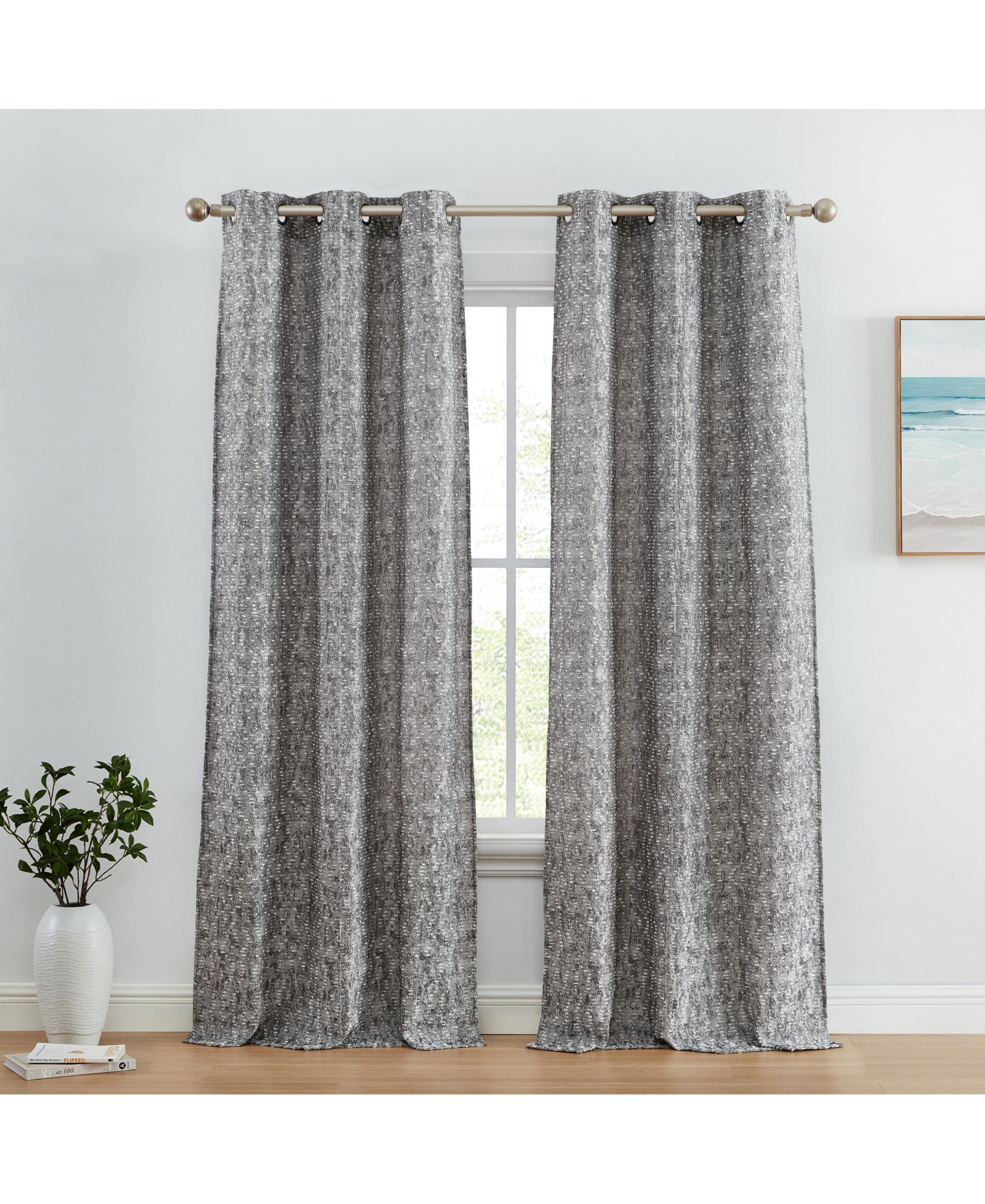 HLC.ME Avalon Jacquard Тканевые шторы с люверсами, набор из 2 штук