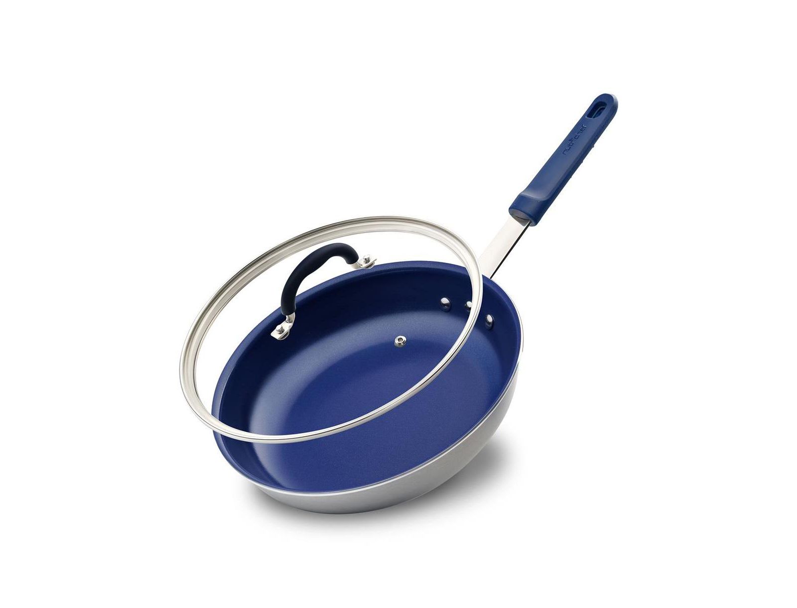 NutriChef 8'' Small Fry Pan with Lid - Non-stick Pan with Silicone Handle, Ceramic Coating Inside