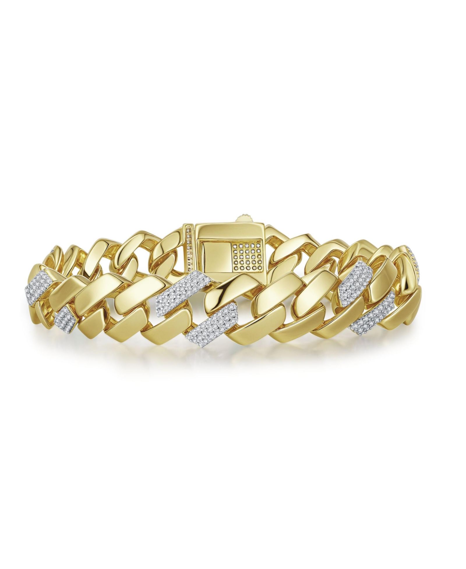 Браслет Rachel Glauber Radiant 14K Gold Plated CZ Pave Cuban Curb Link