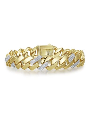 Браслет Rachel Glauber Radiant 14K Gold Plated CZ Pave Cuban Curb Link