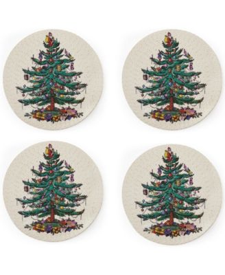 Spode Christmas Tree Polyester 4 Piece Placemat, 15" x 15"