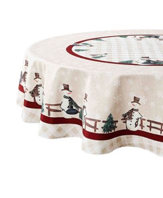 Avanti Country Snowman Polyester Tablecloth, 70" Round