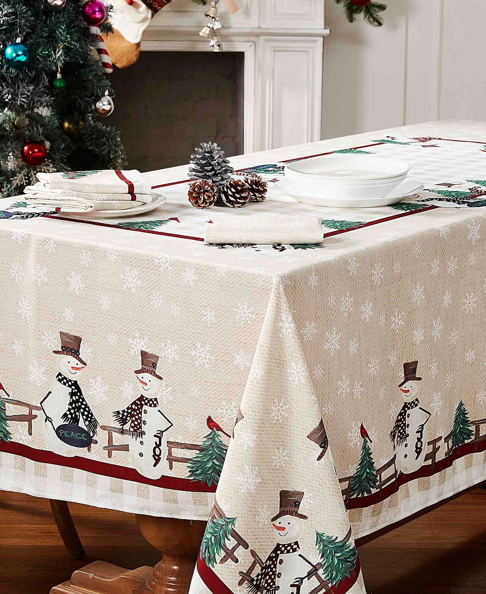 Avanti Country Snowman Polyester Tablecloth, 60" x 84"