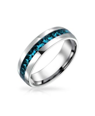 Bling Jewelry Channel Set Dark Blue Crystal Birthstone Eternity Band Ring Stainless Steel