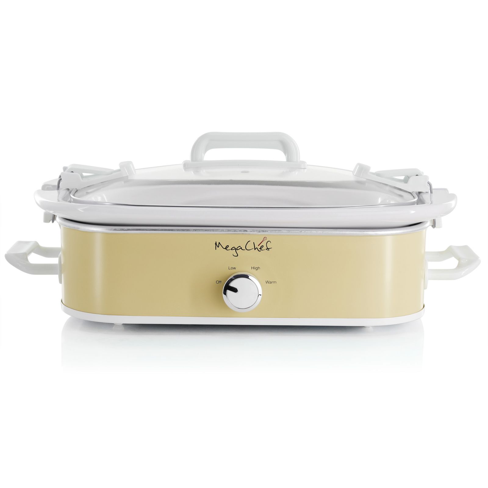 MegaChef 3.5 Quart Casserole Slow Cooker with 3 Temperature Settings in Cream
