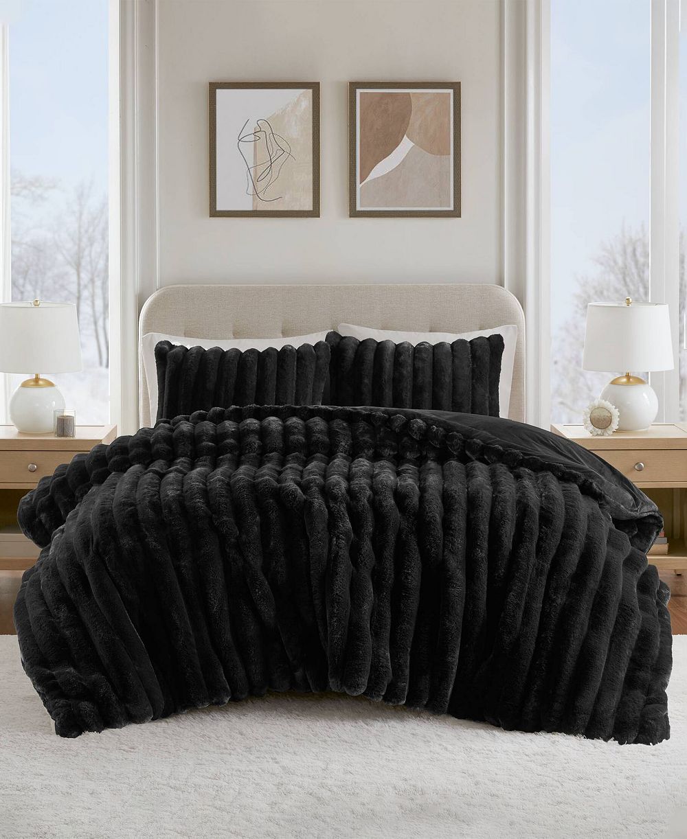 Одеяло Madison Park Jasmine Faux Fur Reverse to Velvet, 3-Pc. Comforter Set, King